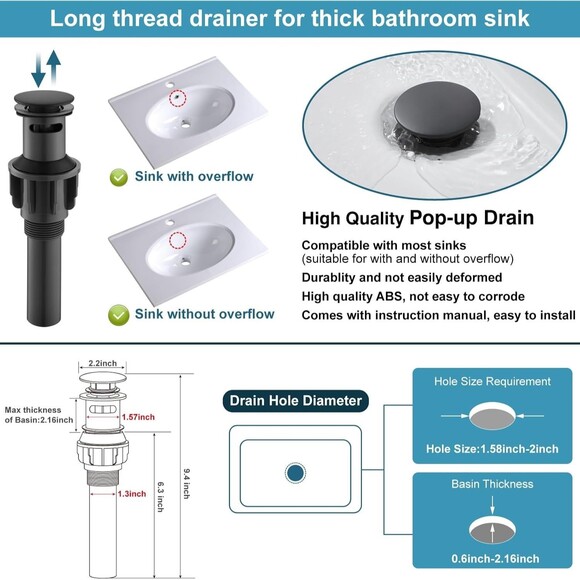 Midanya Bathroom Sink Faucet Waterfall Spout Single Handle 1 Hole Deck Mount Mix - Picture 8 of 8